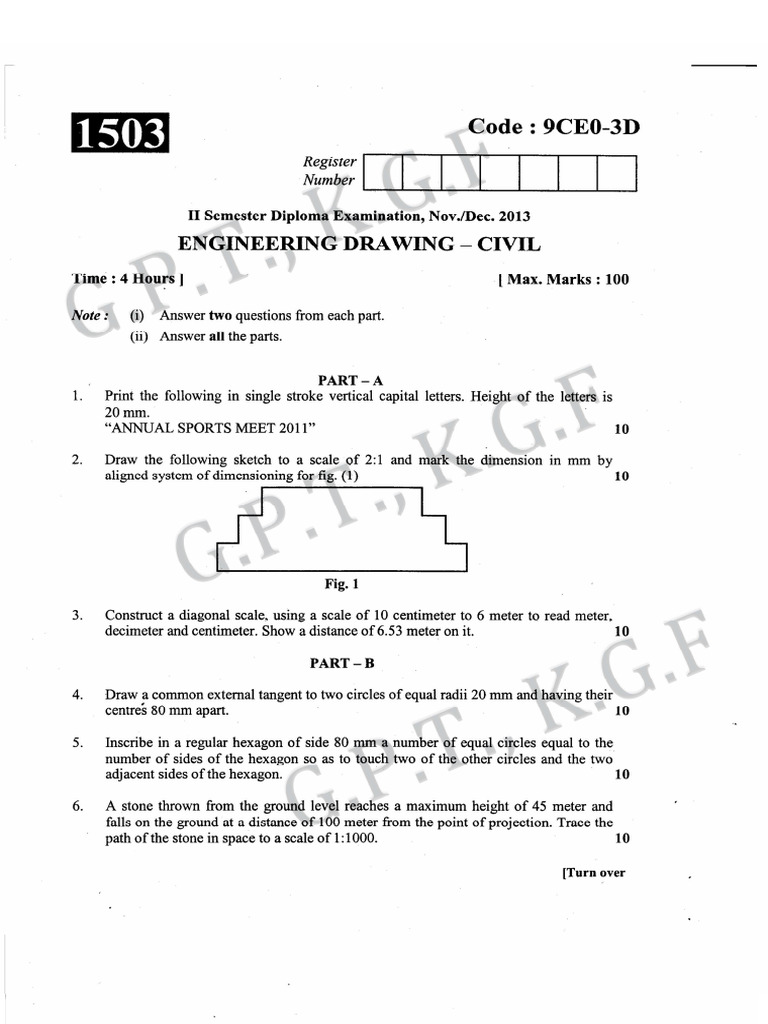 9CE03D-Engineering Drawing - Civil | PDF