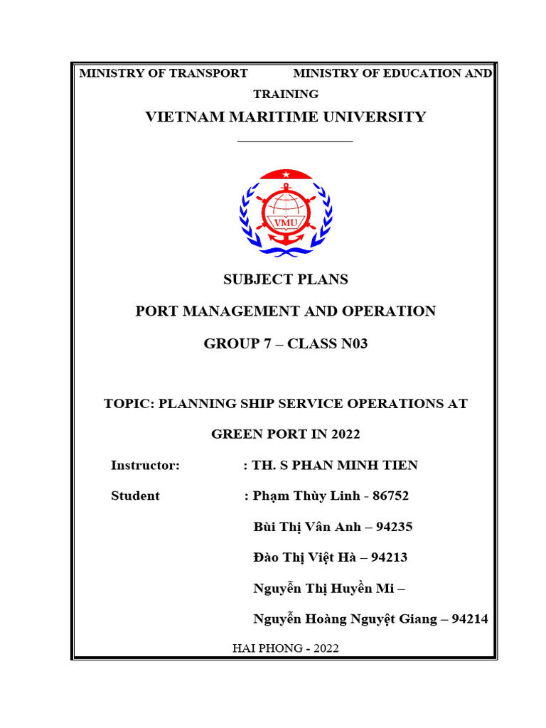 Ship Service Operations at Green Port | PDF | Port | Cargo