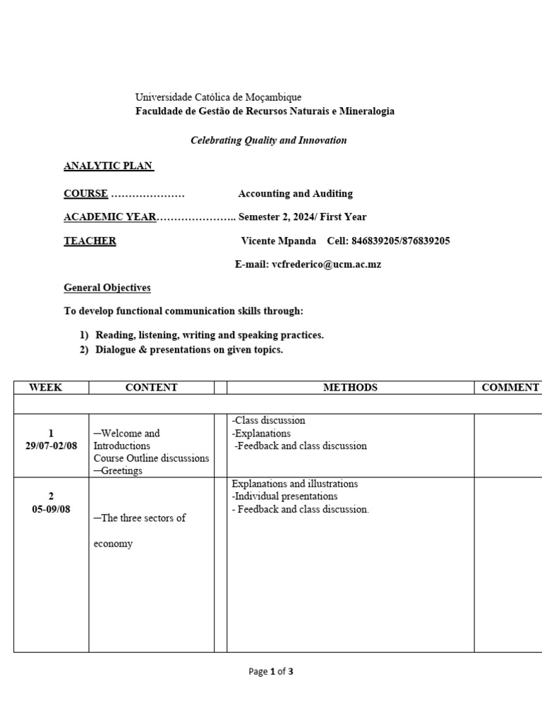 Analytica Plan-Accounting and Auditing - First Year-2024-Second ...