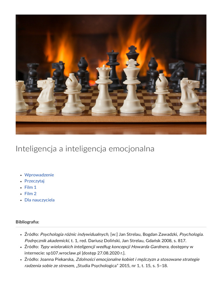 Inteligencja A Inteligencja Emocjonalna | PDF