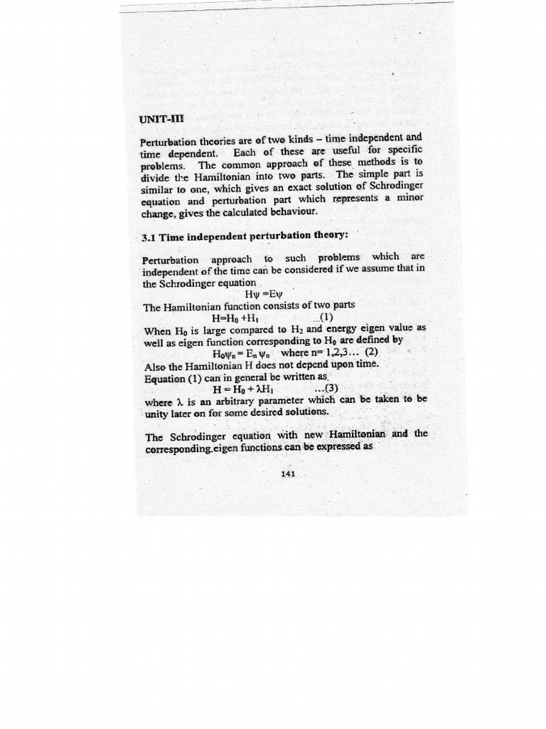 Quantum Mechanics (Units 3,4,5) | PDF | Perturbation Theory (Quantum ...