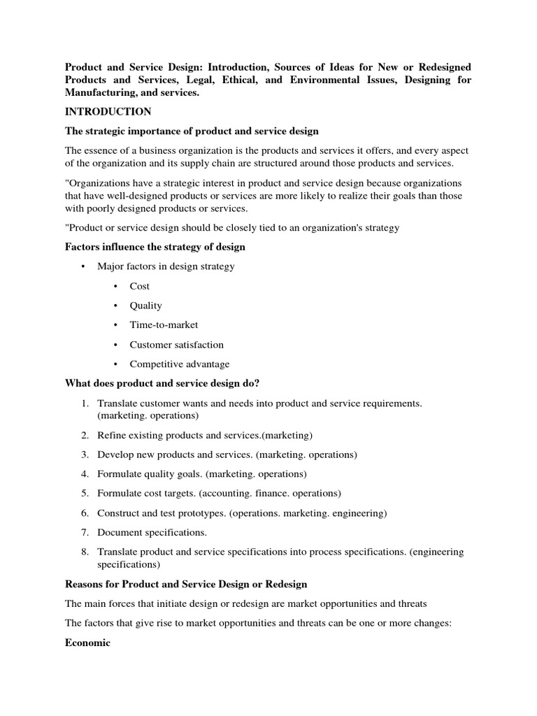 Product and Service Design Essentials | PDF | Product (Business ...