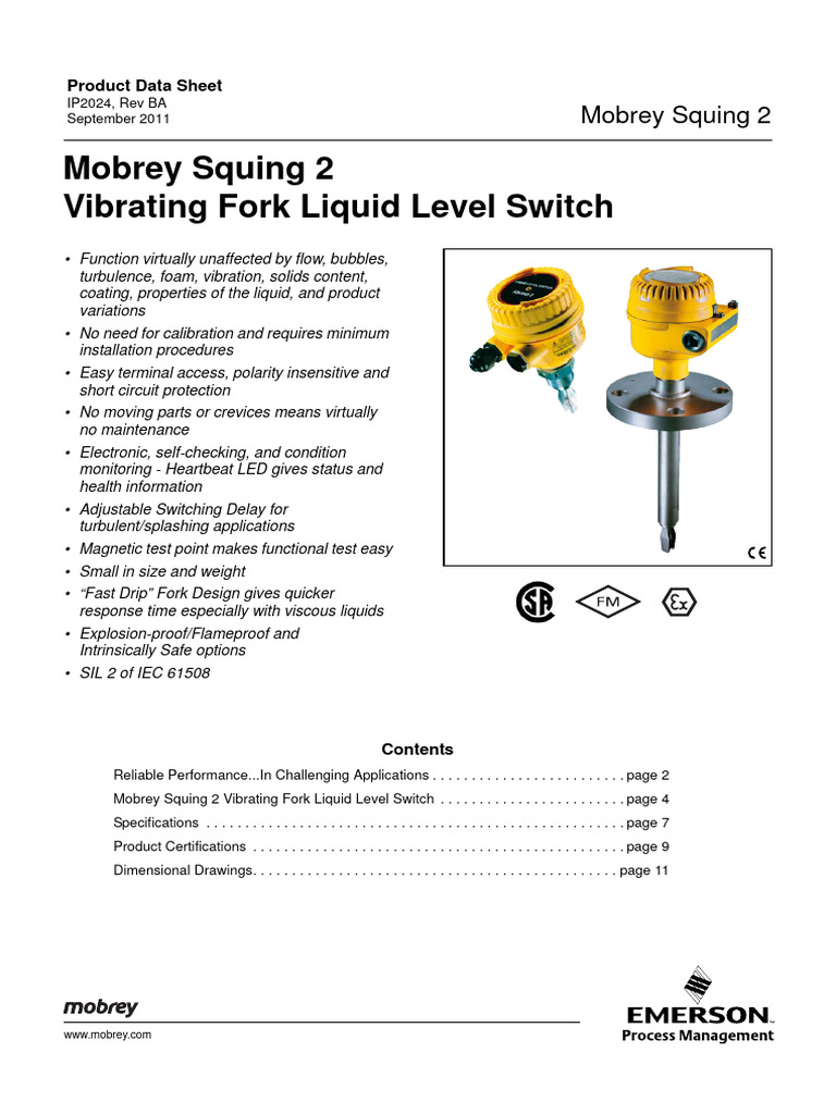 Mobrey Squing 2 Level Switch Overview | PDF | Pump | Liquids