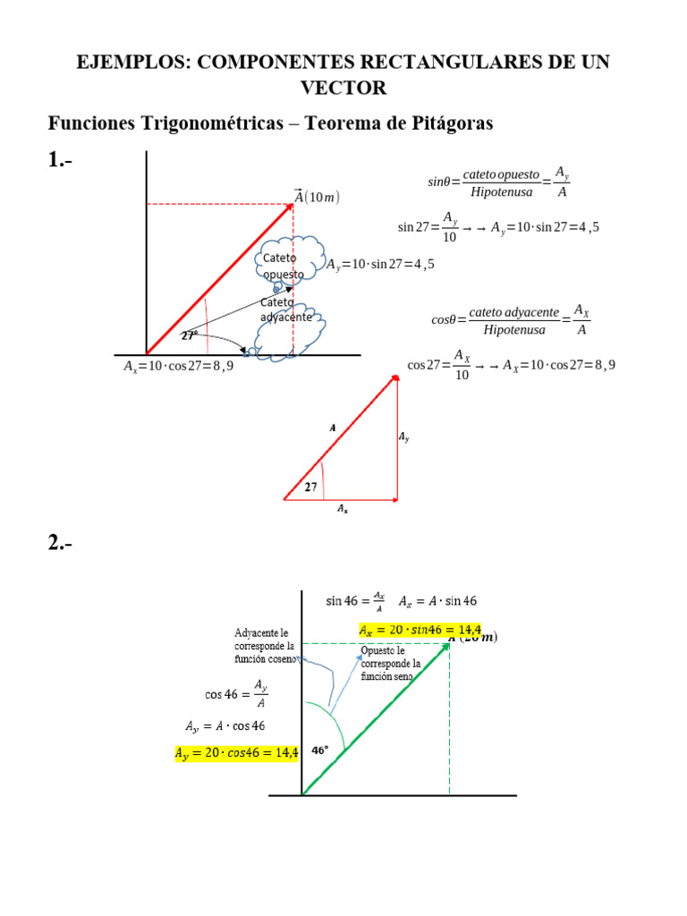 Ejemplos. Componentes Rectangulares de Un Vector | PDF | Geometría ...