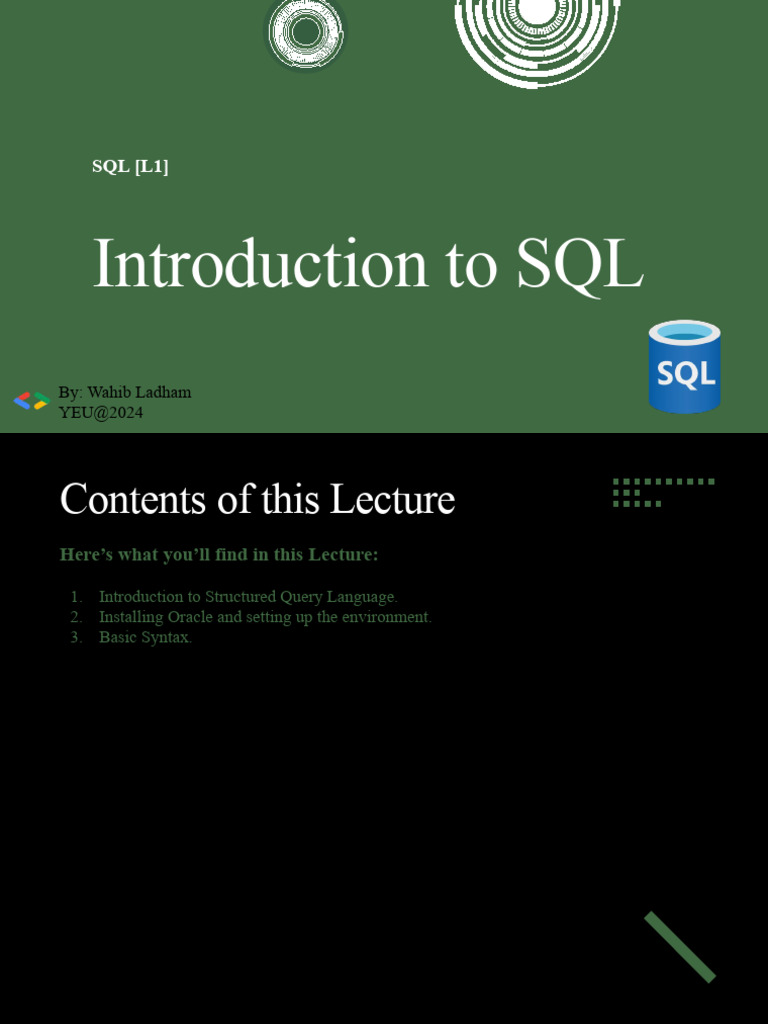 SQL - Introduction to SQL - L1 | PDF | Sql | Databases