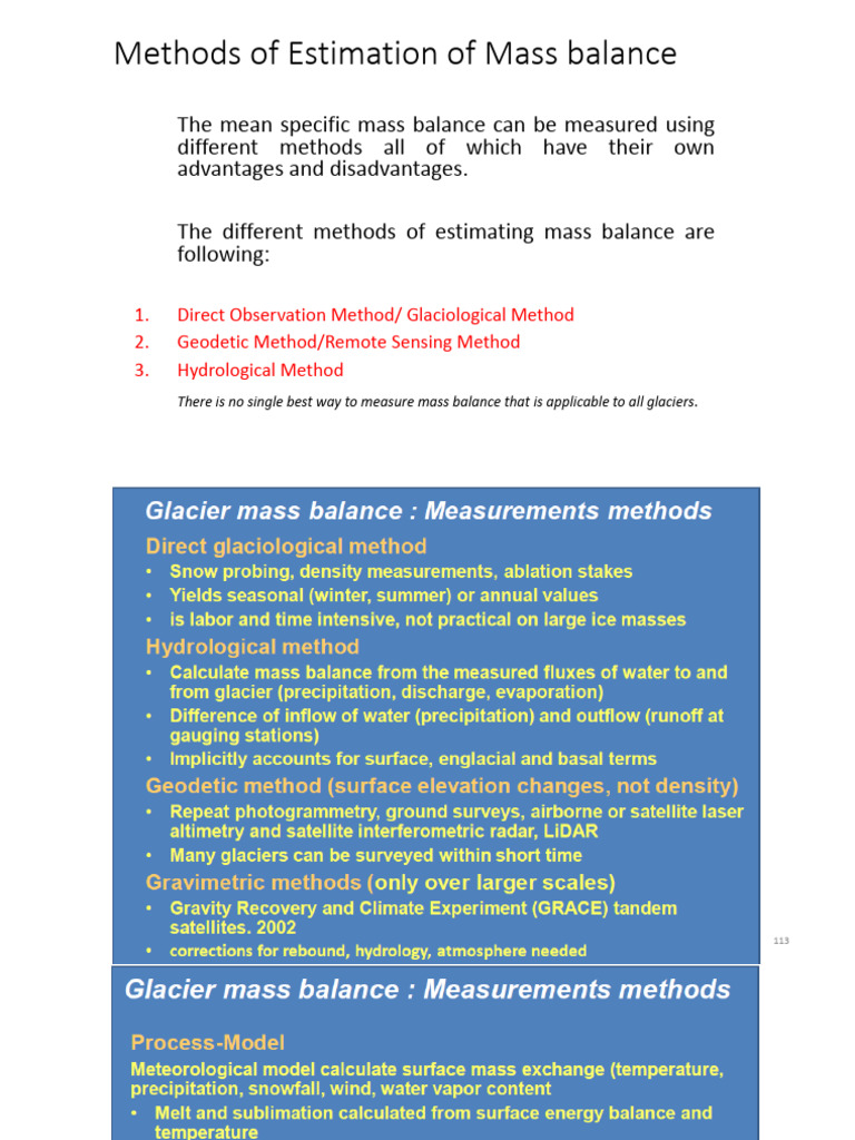 Methods for Estimating Glacier Mass Balance | PDF | Hydrology ...