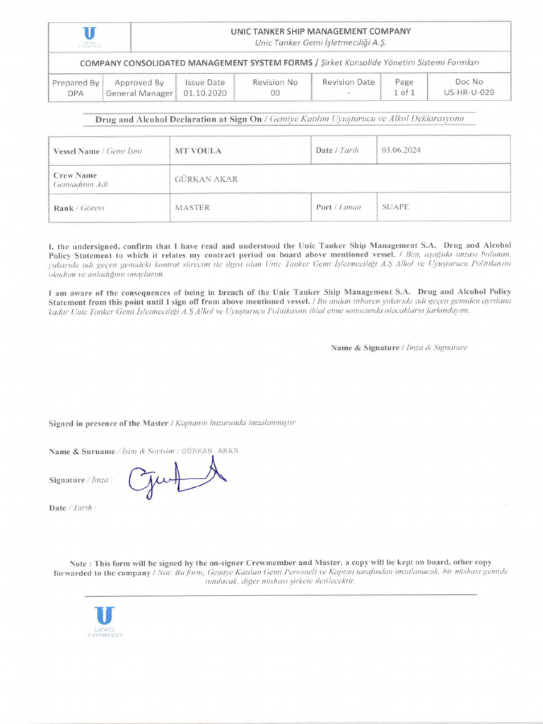 Us hr u 029 drug and alcohol declaration at sign on pdf