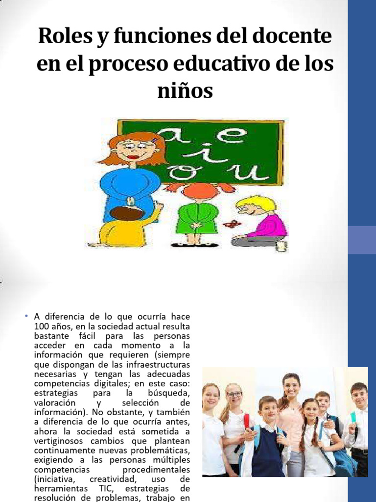 Roles del docente en educación infantil | PDF | Enseñando | Aprendizaje