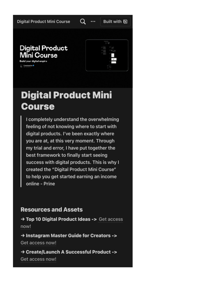 Digital Product Mini Course Overview | PDF