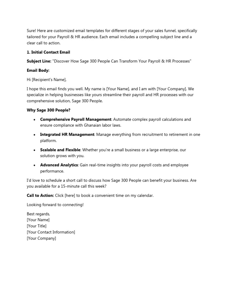 Sales Email Template Creation | PDF | Payroll | Automation