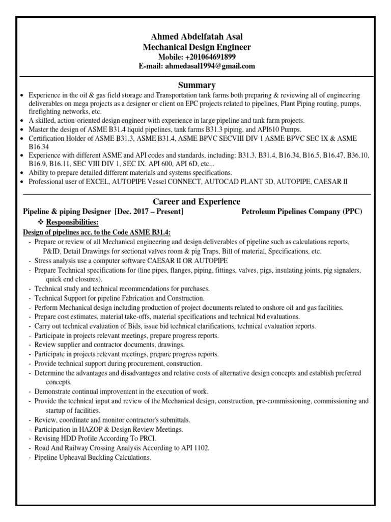 Ahmed Abdelfatah Asal Mechanical Design Engineer: Responsibilities ...