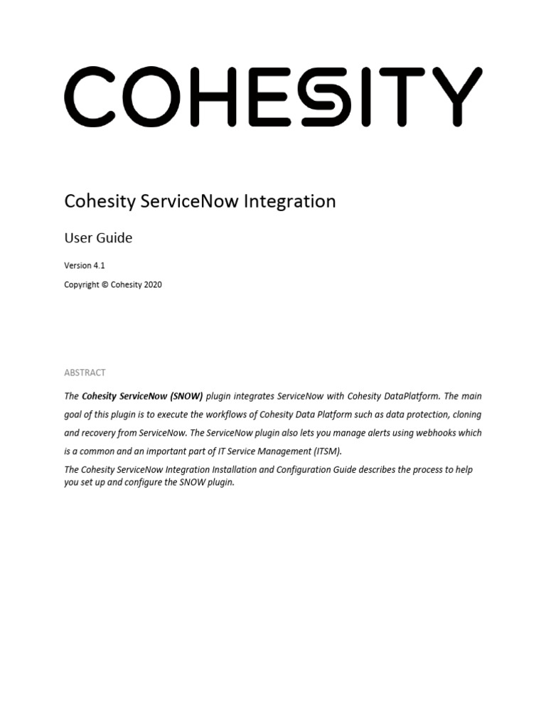 Cohesity ServiceNow Integration Guide | PDF | Virtual Machine ...