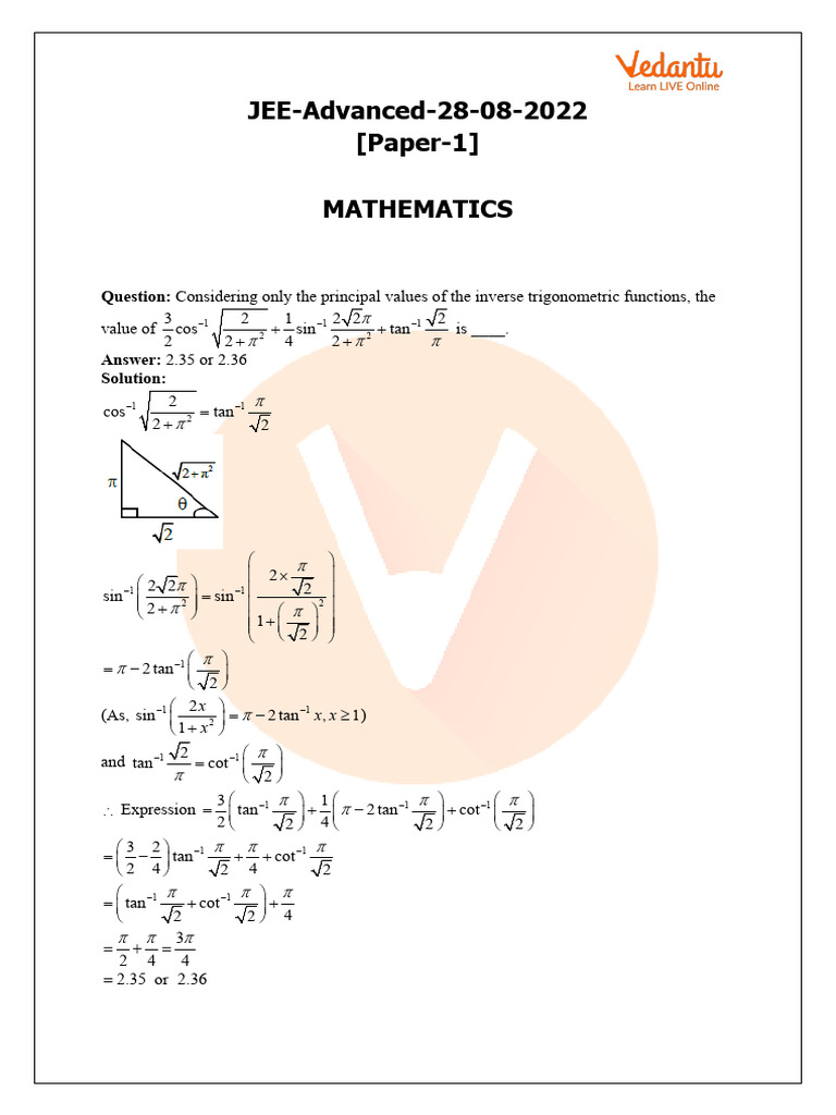 Advanced Maths Question With Solutions Part 1 | PDF | Complex Number ...