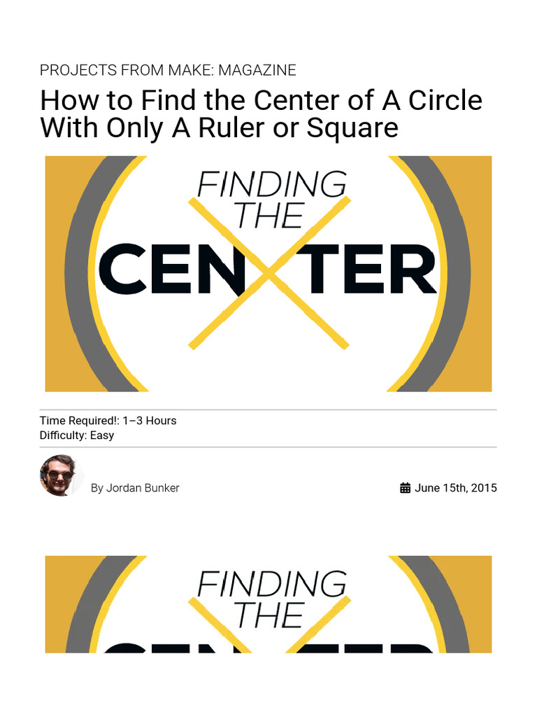 How to Find the Center of A Circle With A Ruler or Square | PDF ...