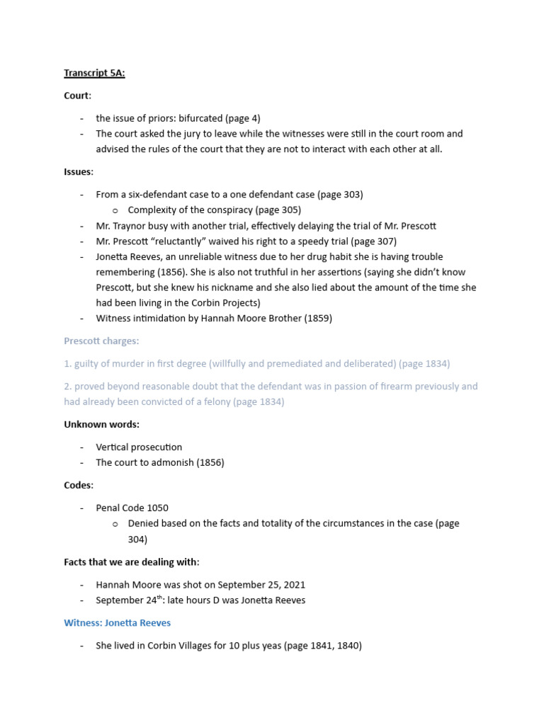 Court Transcript: Prescott Murder Case | PDF | Felony | Murder