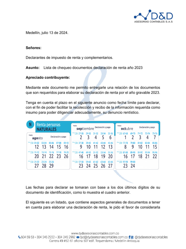 Documentos para declaración de renta 2023 | PDF | Bancos | Impuestos