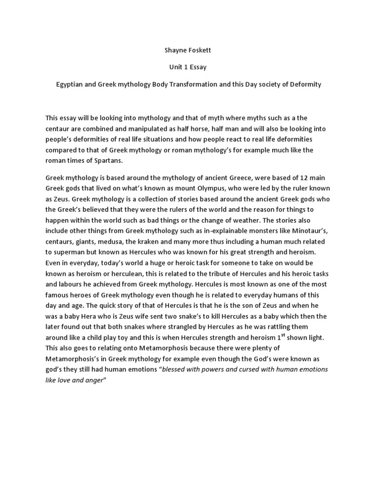 essay on a greek mythical character