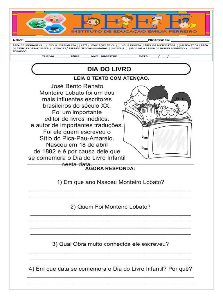 Atividade Dia Do Livro (3) - 2° Ano | PDF