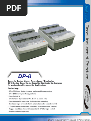 DP-8 Cassette Duplicator Overview | PDF | Information And