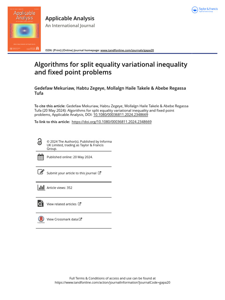 Algorithms for Variational Inequality | PDF | Hilbert Space ...