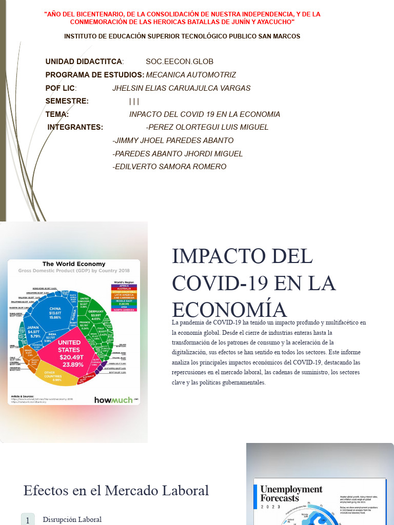 Impacto del COVID-19 en la Economía Global | PDF | Desempleo | Fondo ...