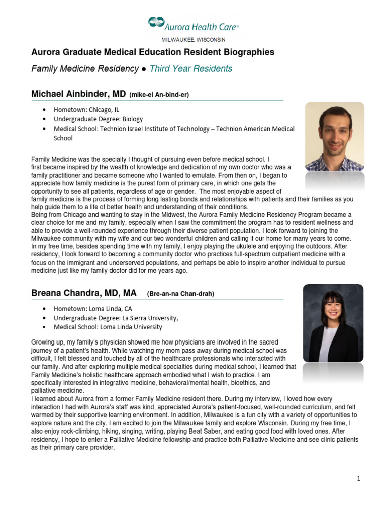 Gme Resident Bio Family Medicine Pgy3 | PDF | Family Medicine | Medicine