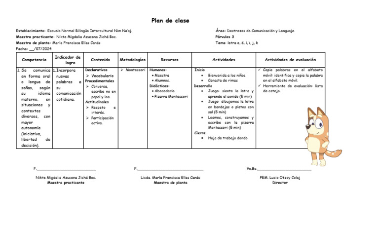 Plan de Clase Letras e Ë I Ï J K | PDF | Modificación de comportamiento ...