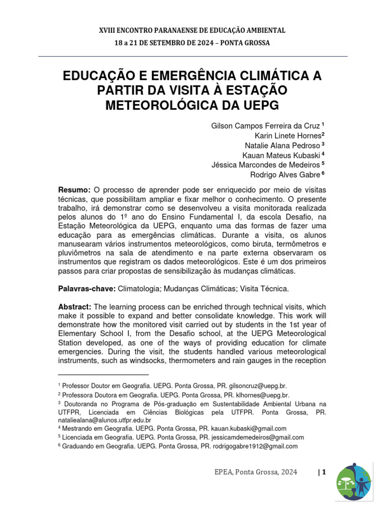 8 - Educacao e Emergencia Climatica | PDF | Aprendizado | Ambiente natural