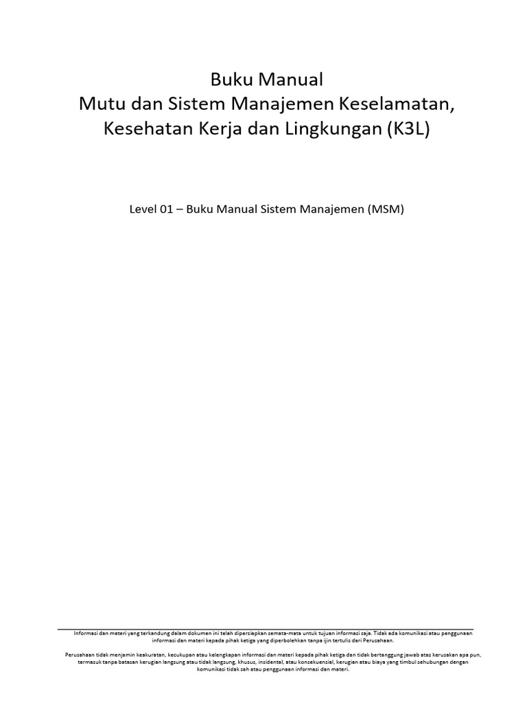 Manual Sistem Manajemen K3L | PDF
