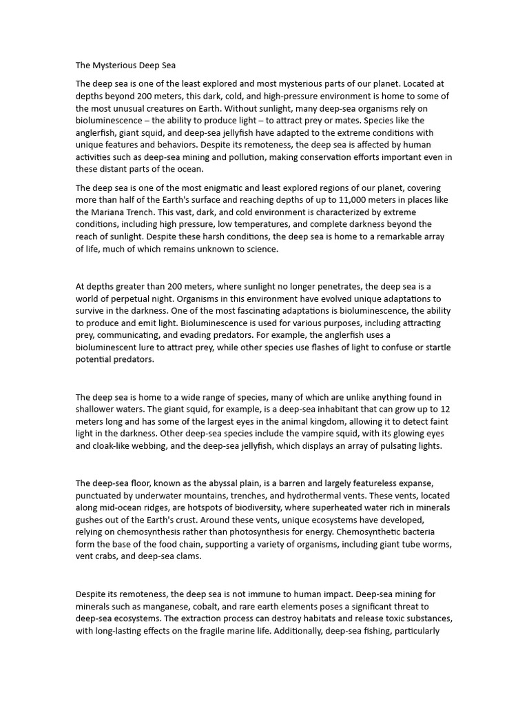 Unveiling the Deep Sea Mysteries | PDF | Deep Sea | Hydrothermal Vent