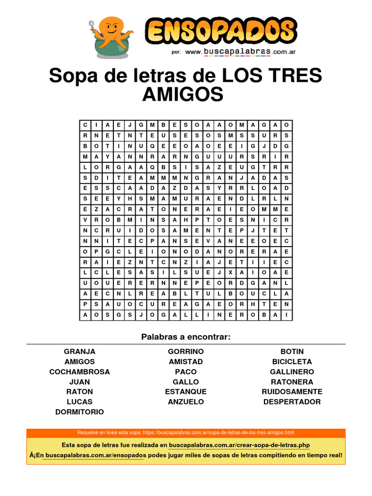 Sopa de Letras: Los Tres Amigos | PDF