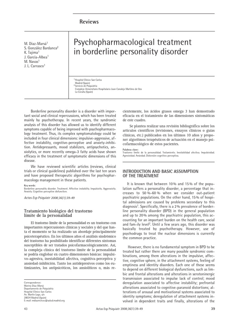 TPB Farmaco - Revisã0 2008 | PDF | Borderline Personality Disorder ...