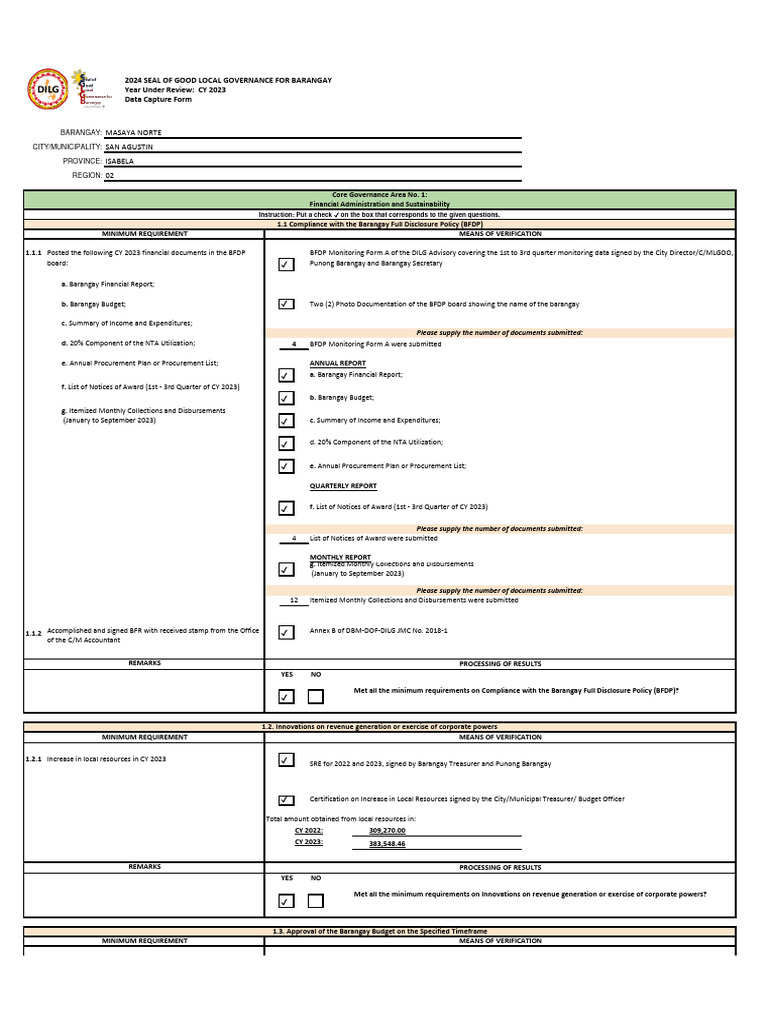 Barangay Governance Compliance Report | PDF | Hazards | Risk Assessment