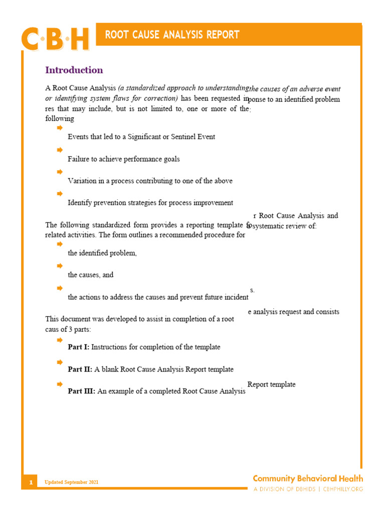 CBH_Template_Root-Cause-Analysis_2021-09 | PDF | Nursing | Electronic ...