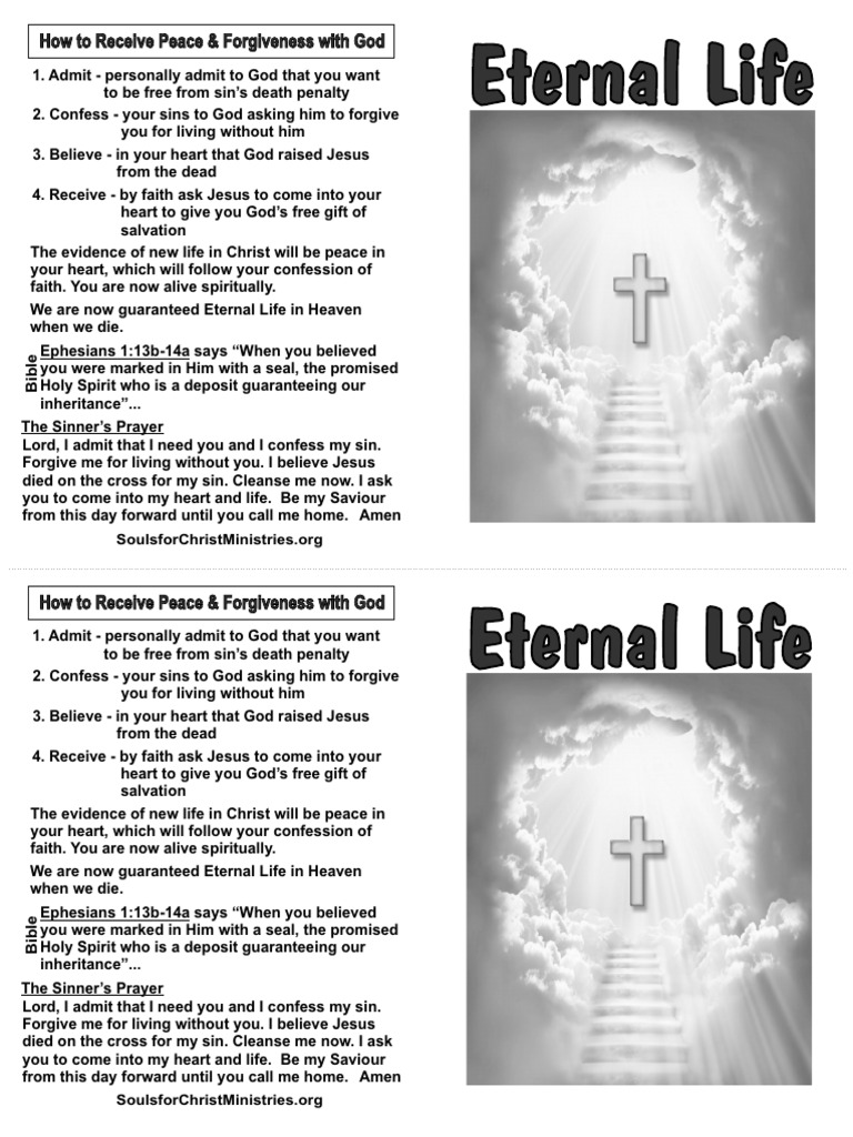Eternal life tract 2 to a page 2 pages bw pdf eternal life
