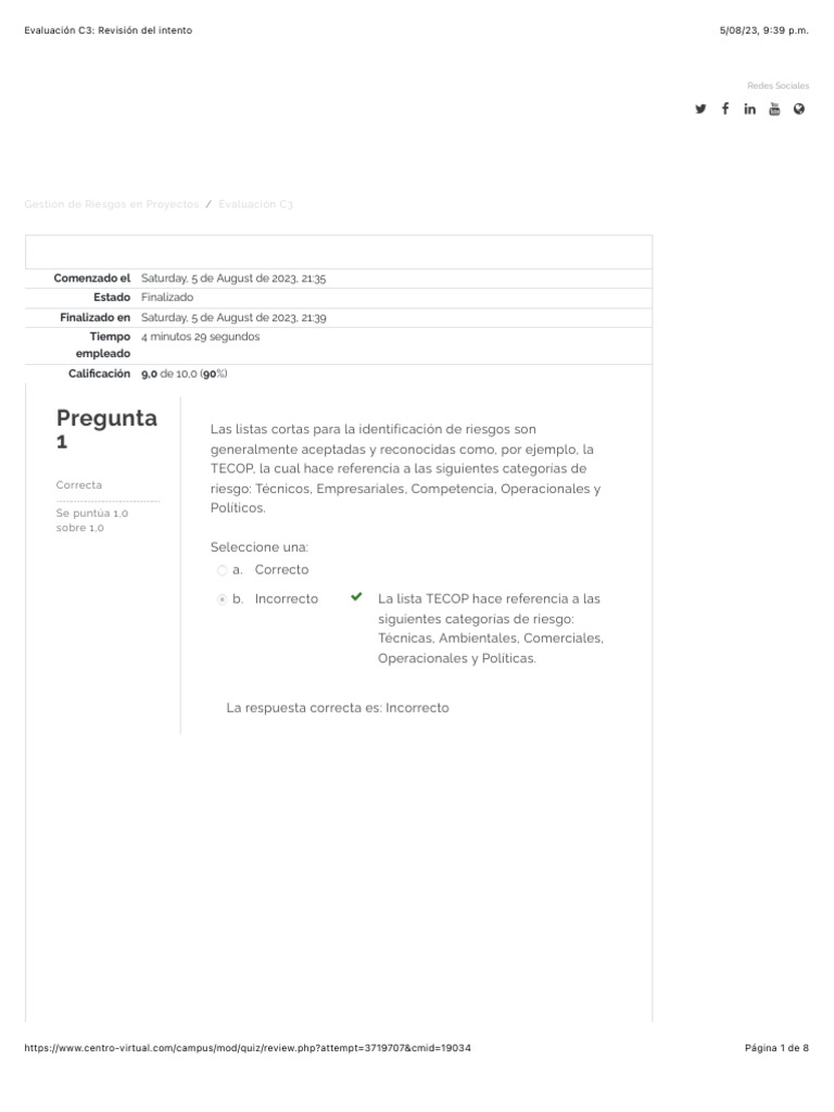Evaluación C3: Revisión Del Intento | PDF | Metodología de encuesta