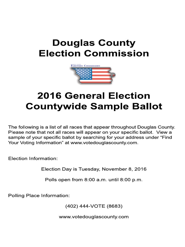 Douglas County 2016 Election Sample Ballot | PDF | Taxes | Property Tax