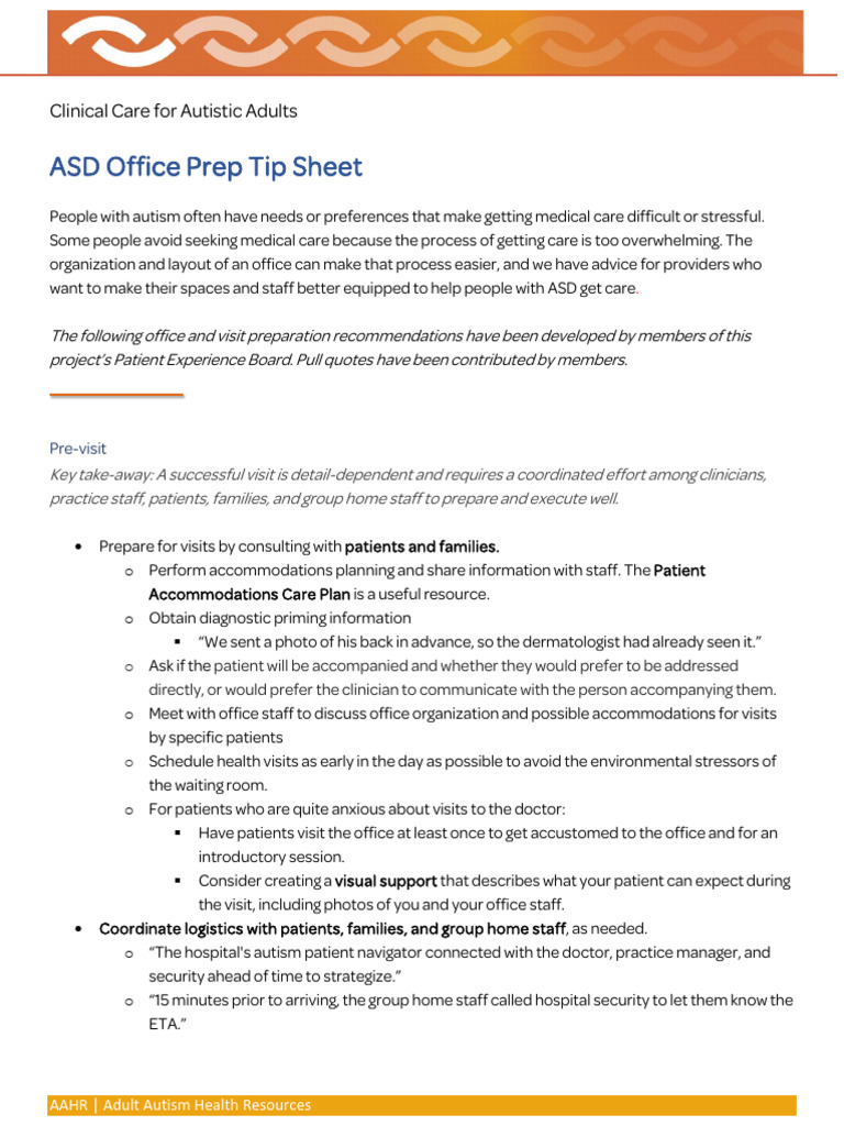 ASD Office Prep Tip Sheet PDF Autism Spectrum Patient