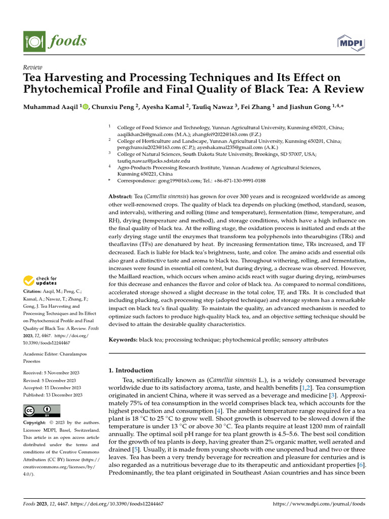 Foods 12 04467 | PDF | Tea | Polyphenol