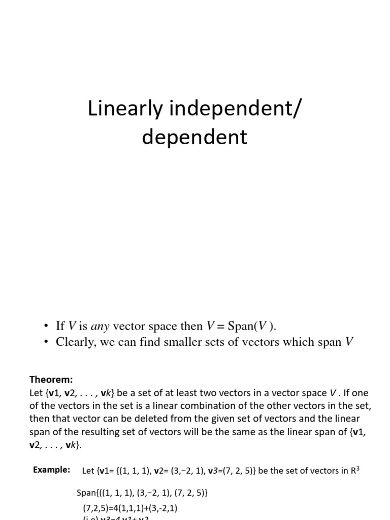Linear Independence in Vector Spaces | PDF