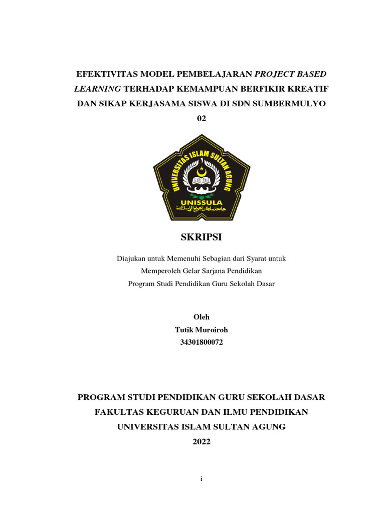 Efektivitas Project Based Learning di SD | PDF | Karier & Perkembangan
