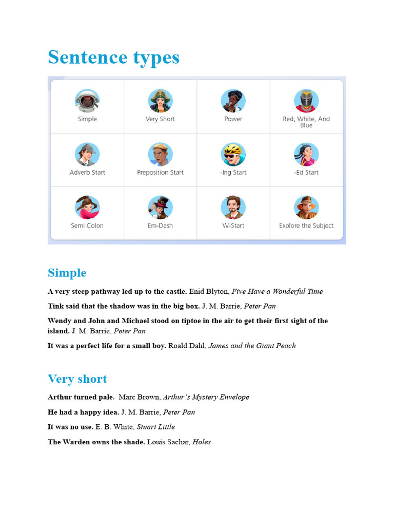 Types of Sentences in Literature | PDF | Children's Literature