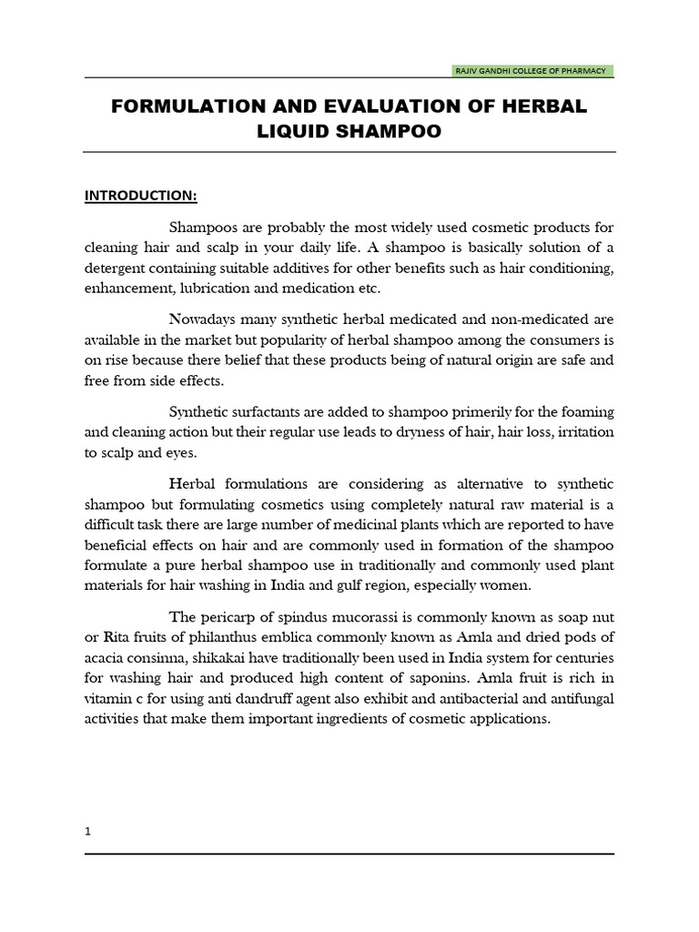 My Research | PDF | Shampoo