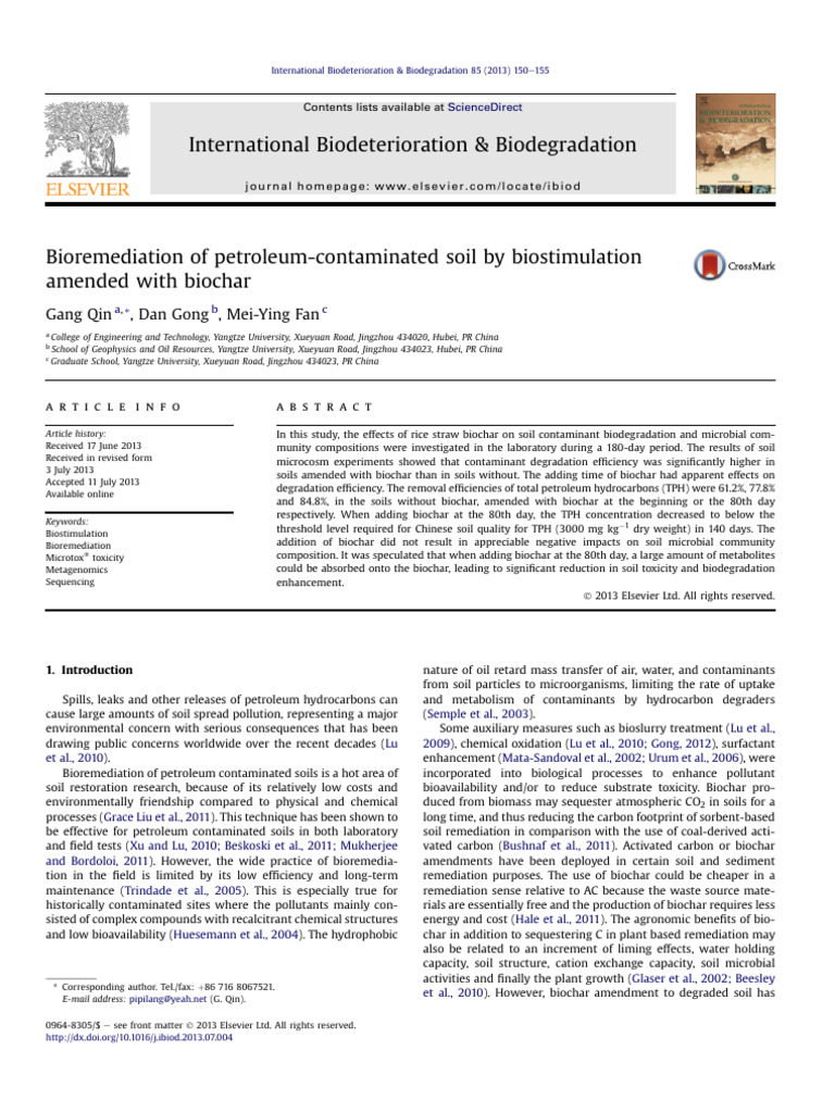 Biorrem Biochar Straw Rice+ Bacterias | PDF | Soil | Earth Sciences