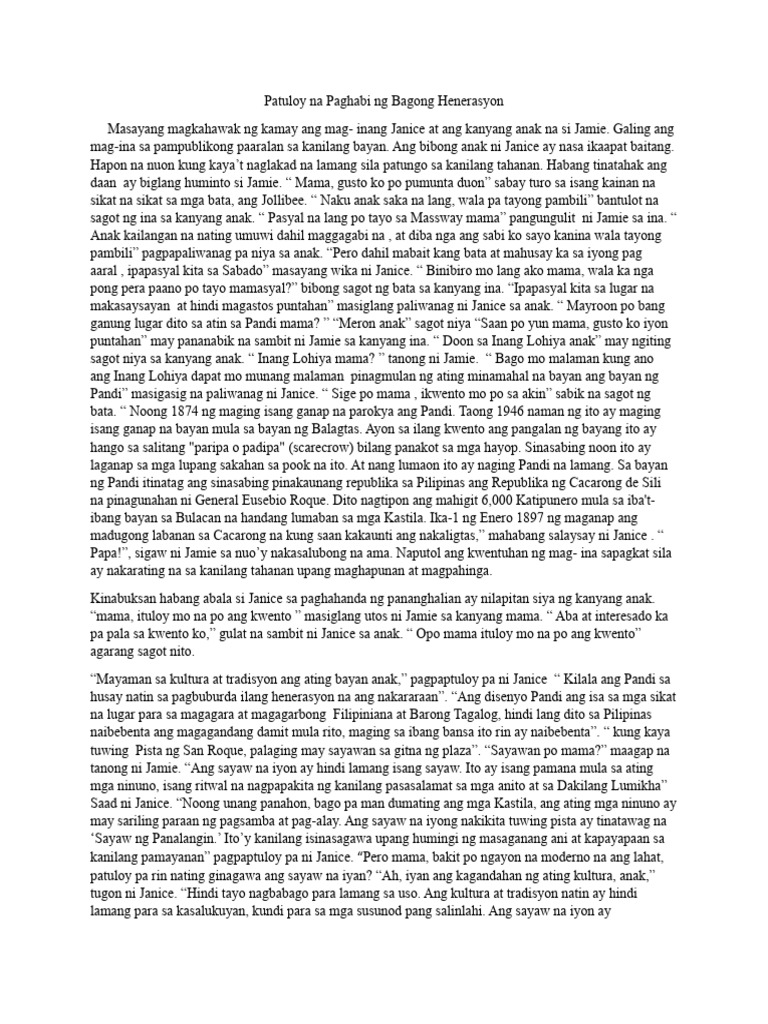 Patuloy Na Paghabi NG Bagong Henerasyon | PDF