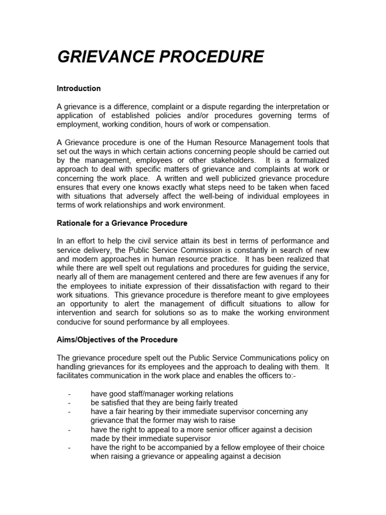 Public Service Grievance Procedure Guide | PDF | Employment | Business
