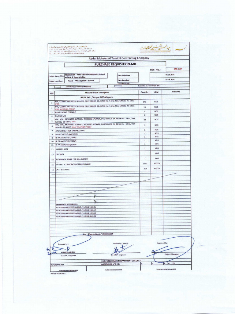 MR's For PAVA System - School & ECC | PDF