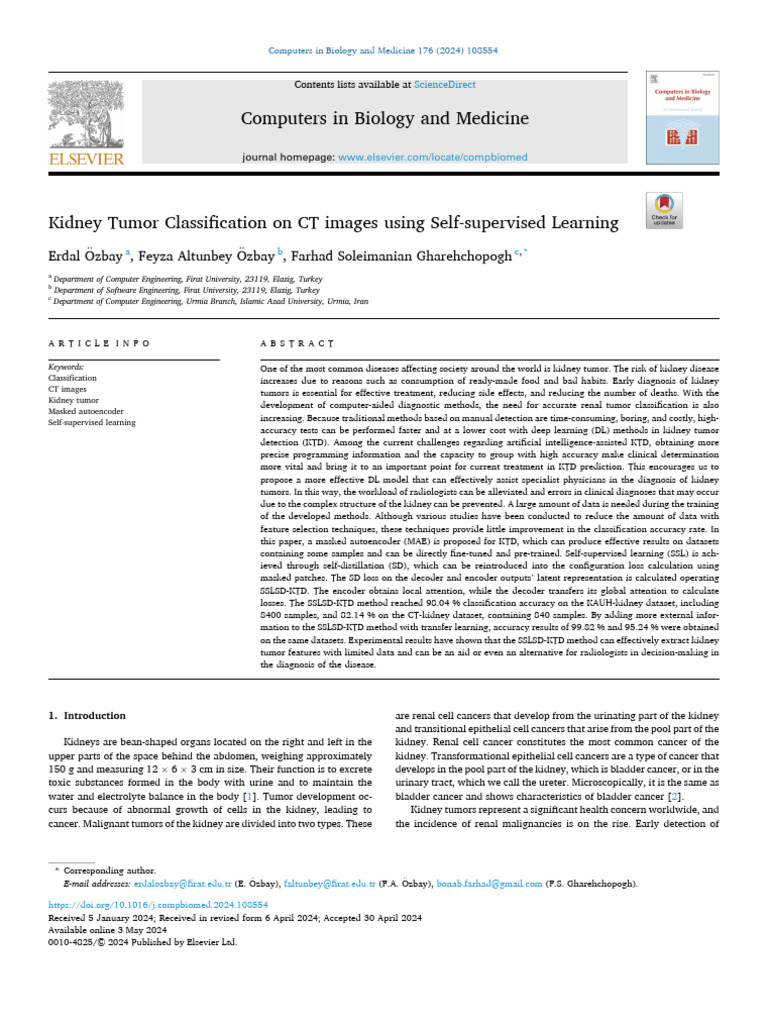 Kidney Tumor Classification via SSL | PDF | Ct Scan | Deep Learning