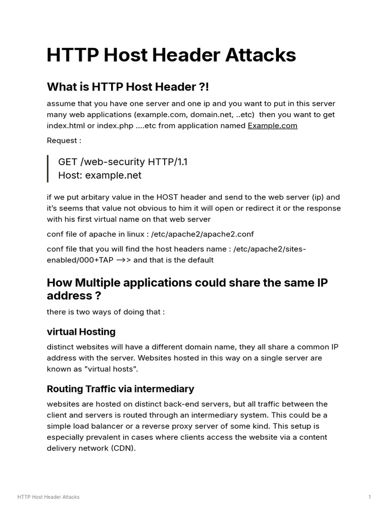 HTTP Host Header Attacks | PDF | World Wide Web | Internet & Web