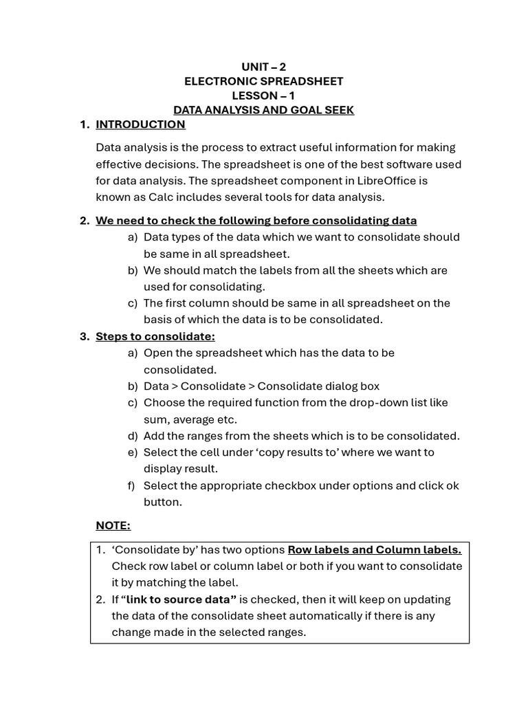 Calc Lesson 1 Notes-1 | PDF | Spreadsheet | Sensitivity Analysis